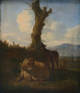 Italianate Landscape With A Ram, Other Sheep And A Dead Tree by Adriaen Van De Velde
