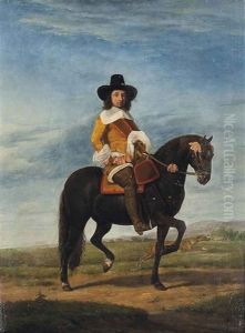 Equestrian Portrait Of A Gentleman, Full-length, With A Hound And An Extensive Landscape Beyond