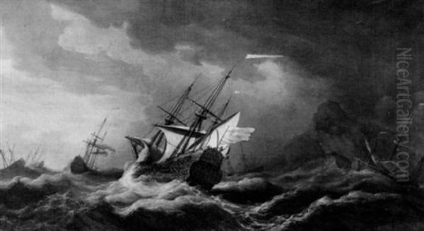 An English Ship In A Gale Trying To Claw Off A Lee Coast - view 1
