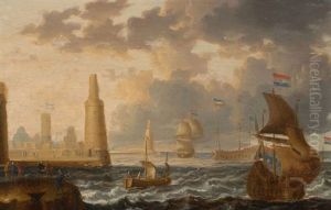 Scene De Port Anime De Personnages Orientaux by Peter van den Velde