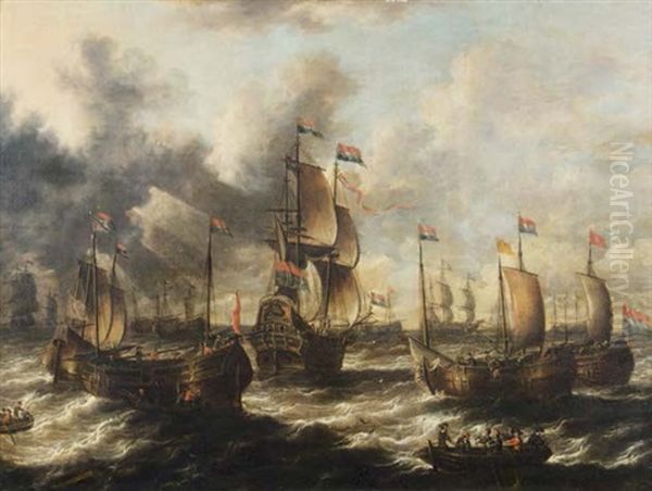 Navires Et Bateaux De Pecheurs En Pleine Mer; Navires Pres Des Cotes (pair) - view 1