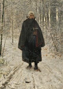 Solitary Figure On A Snowy Path by Paulus Petrus van der Velden