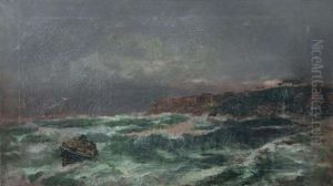 Small Boat In Stormy Weather by Paulus Petrus van der Velden