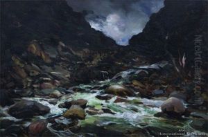 Mountain Stream, Otira Gorge by Petrus Carel van de Velden