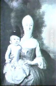 Portrait Of A Gentleman Portrait Of A Lady With A Child by Hendrik van (Velthoven) Veldhoven