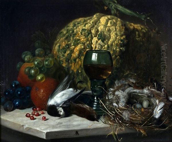 Stilleven Met Fruit, Vogels En Vogelnestje - view 1