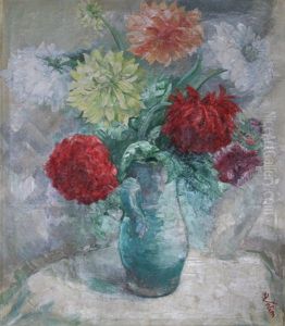 Blumenstillleben Mit Dahlien by Anton Velim