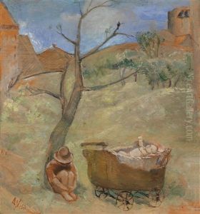 Landschaft Mit Kinderwagen by Anton Velim