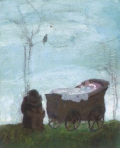 Mann Mit Kinderwagen by Anton Velim