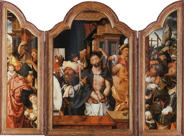 Ecce Homo, The Crucifixion Beyond In The Right Wing; Saint Jerome And Saint Catherine Of Alexandria With Donors, Outer Faces - view 1