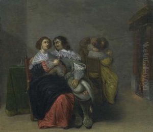 Zwei Liebespaare In Interieur by Jacob Jansz (Jan) van Velsen