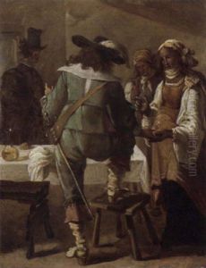 A Cavalryman Having His Palm Read In An Inn A Cavalryman Having His Palm Read In An Inn