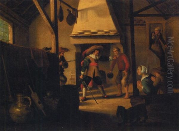 Officers Threatening A Peasant Family In A Barn - view 1