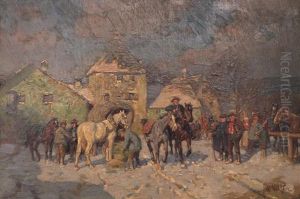 Pferdemarkt Im Winter by Wilhelm Velten
