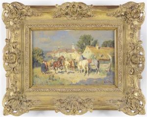Horse Market On Suburbs by Wilhelm Velten