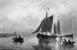 Shipping In A Calm by Johan Diderik Cornelis Veltens