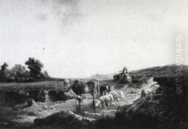Herds With Cattle In A Summer Landscape - view 1