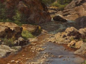 Low Tide On The River In Caucasus by Ivan Augustovitch Veltz