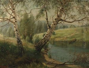 Birches On The River Bank