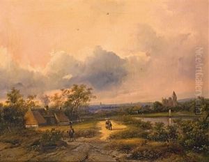 Weite Landschaft Mit Figuren by Johanes Petrus van Velzen
