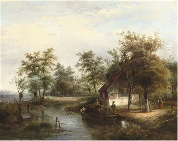 Activities Near A Stream On A Summers Day - view 1