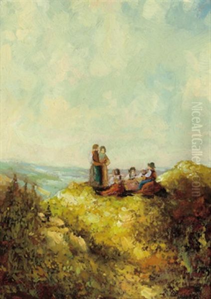 Eine Gruppe Kinder Blicken Ins Tal - view 1