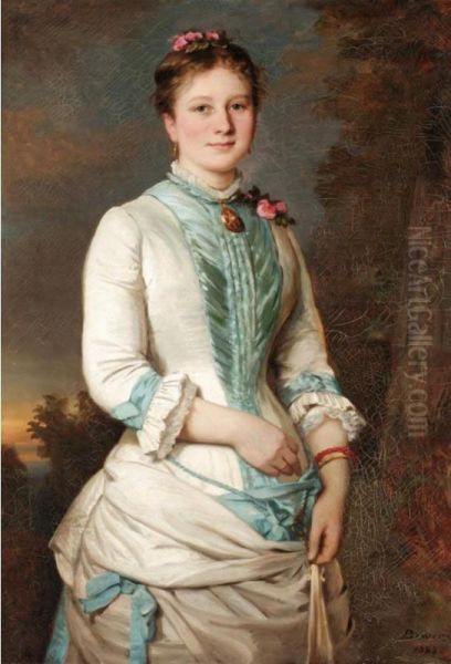 Portrait Of A Lady With Pink Roses - view 1
