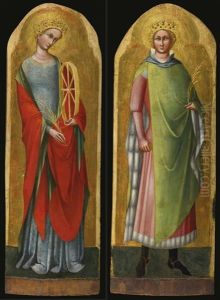 Saint Catherine Of Alexandria And Saint Sigismund Of Burgundy (pair) by Lorenzo Veneziano