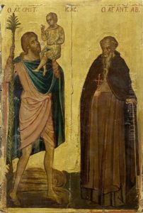 Double-sided Altar Panel: One Side For Feast Days With Saints Christopher And Anthony/ One Side For Work Days With Four Saints