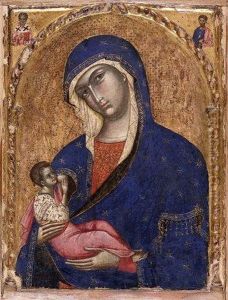 Virgin And Child, With Saints Nicolas And Peter In The Upper Corner