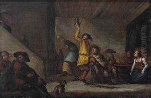 Peasants Dancing, Smoking And Drinking In An Inn by Adriaen Pietersz van de Venne