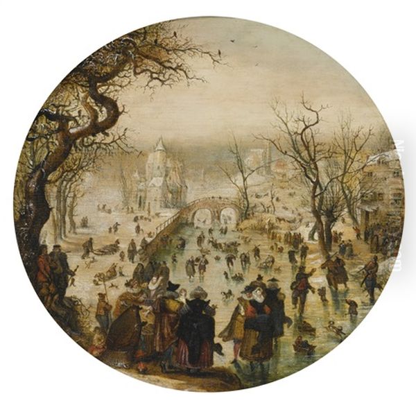Winter Landscape With Elegant Figures - view 1