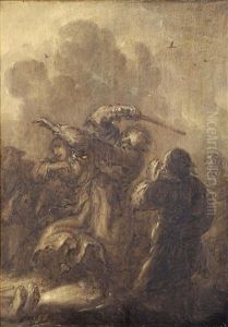 Dartel Arm : A Man And A Female Fighting With Other Figures Watching