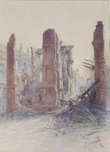 Bomb Damage, Tanfield Court Leading To Brick Court by Henry Charles Brewer