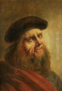 Portrait Of An Elderly Man, Half-length, In A Red Robe And Black Hat