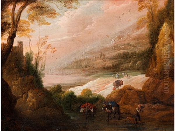 Landschaft Mit Bachlauf Und Figurenstaffage - view 1