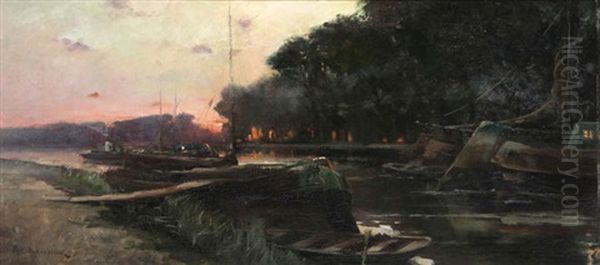 Vue D'un Canal Avec Bateaux Ammares - view 1
