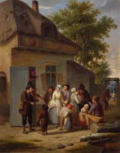 Street Scene With Musician And Puppeteer by Charles Venneman