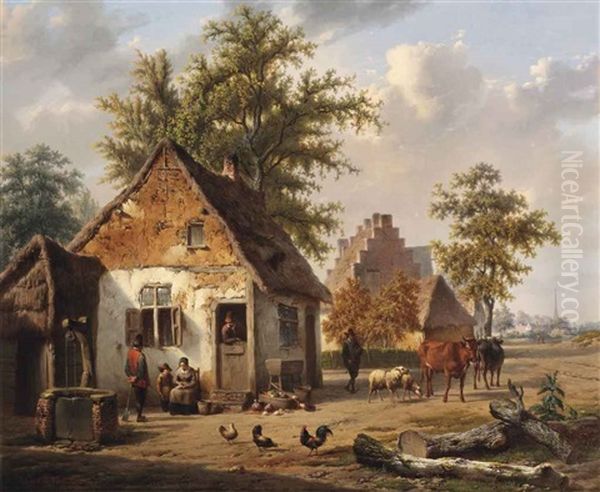 A Village Street With Cattle - view 1
