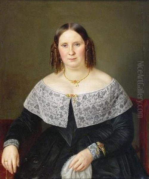 Portrat Der Ehefrau Des P. Heinen In Schwarzer, Mit Spitzen Besetzter Seidenrobe - view 1