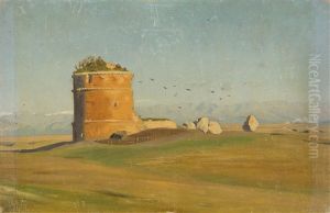 Ein Rundturm In Weiter Landschaft by Albert Venus