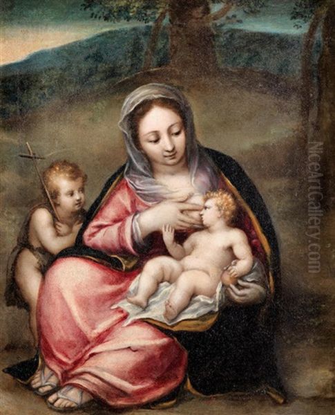 The Madonna And Child With The Infant Saint John The Baptist by Marcello Venusti