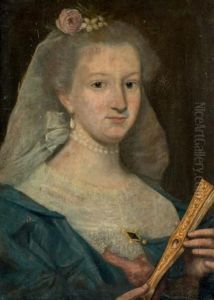 Portrait De Femme A L'eventail by Antonio Veracini