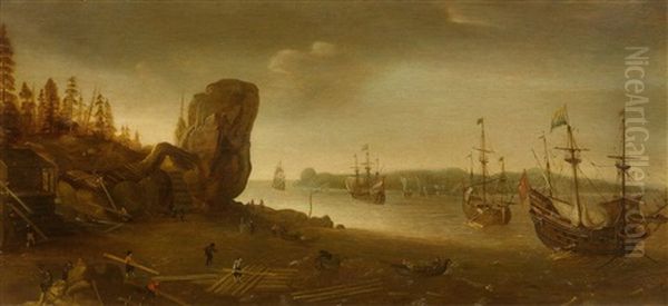 Coastal Landscape With Figures And Sailing Ships - view 1