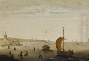 The Beach At Egmond-aan-zee by Cornelis Verbeeck