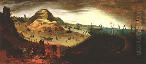 Strandansicht Mit Fischmarkt Am Abend - view 1