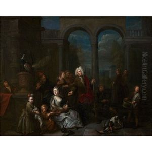 Portrait D'un Chasseur Et De Sa Famille Dans Un Palais Classique by Francois Xavier Henri Verbeeck