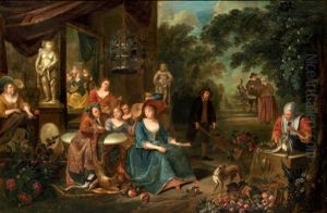 Assemblee Dans Un Parc by Francois Xavier Henri Verbeeck
