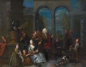 Scene Galante Dans Un Interieur Palatial by Francois Xavier Henri Verbeeck