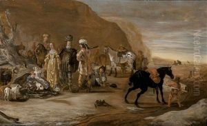 An Oriental Family And Their Company At Rest by Pieter Cornelius Verbeeck